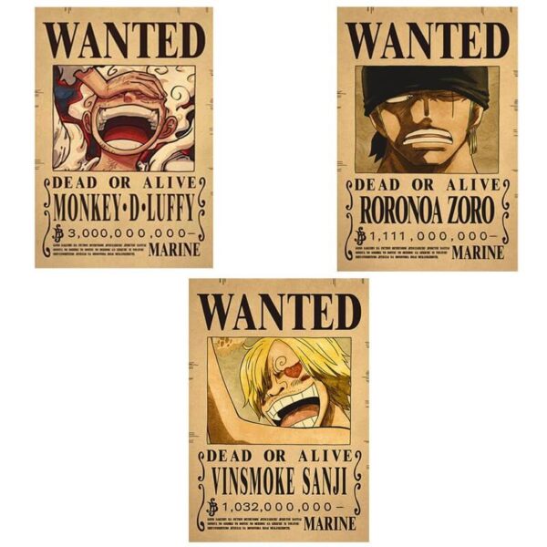 Poster Wanted Luffy Zoro Sanji