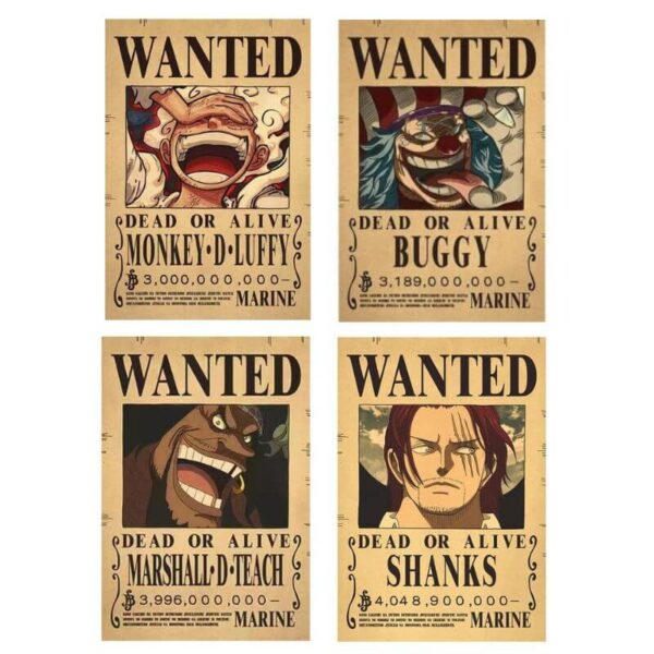 Wanted Luffy Buggy Shanks Marshall D. Teach